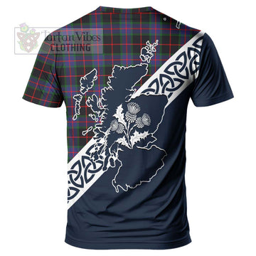 Nairn Tartan T-Shirt Featuring Thistle and Scotland Map