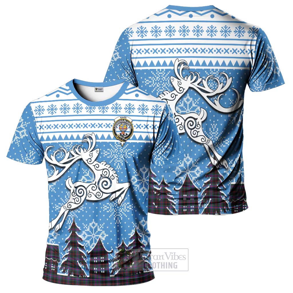 Tartan Vibes Clothing Nairn Clan Christmas T-Shirt Celtic Reindeer Style