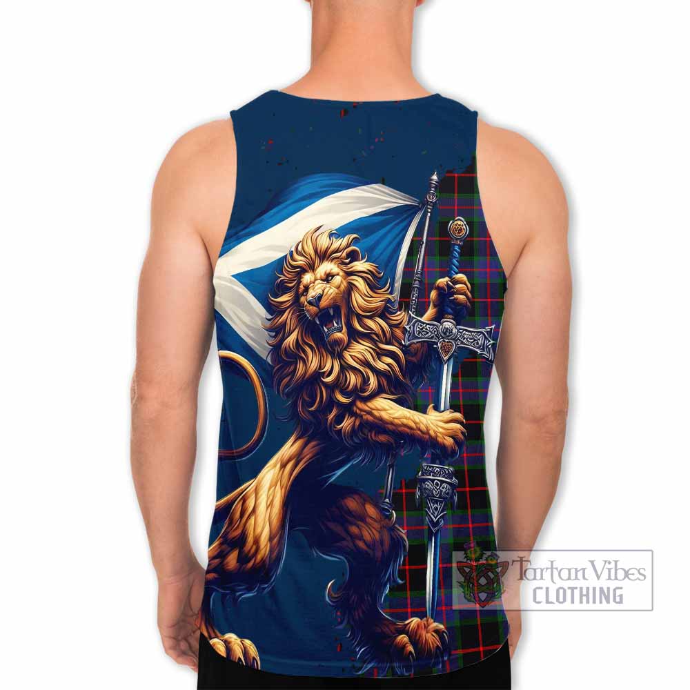 Tartan Vibes Clothing Nairn Tartan Family Crest Men's Tank Top with Scottish Majestic Lion