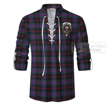 Nairn Tartan Ghillie Kilt Shirt with Family Crest Celtic Skull Style - Tartan Vibes Clothing