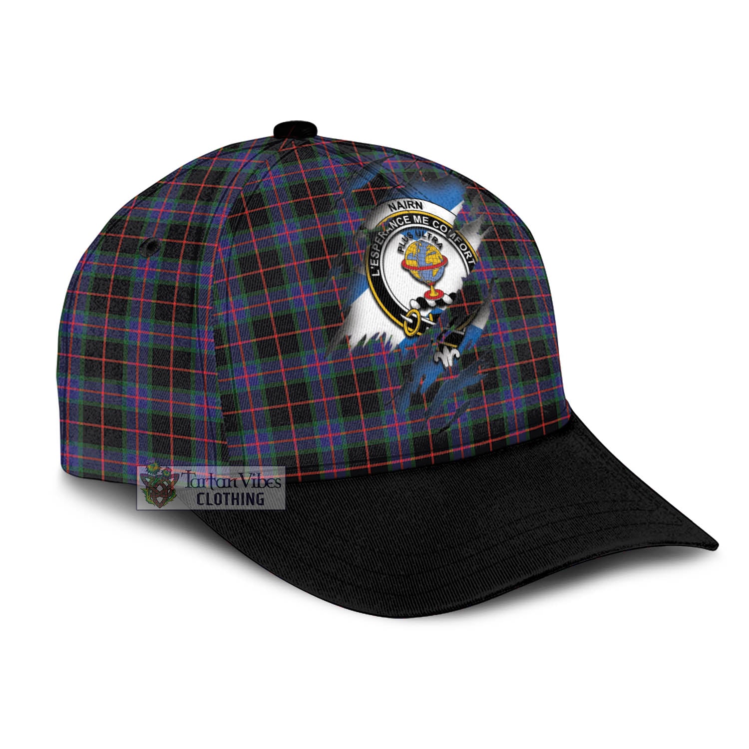 Tartan Vibes Clothing Nairn Tartan Classic Cap with Family Crest In Me Style