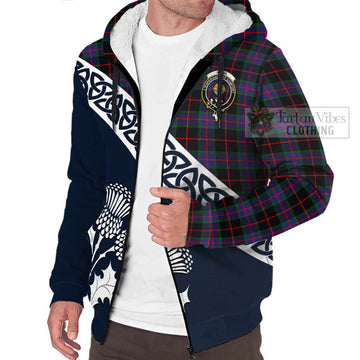 Nairn Tartan Sherpa Hoodie Featuring Thistle and Scotland Map