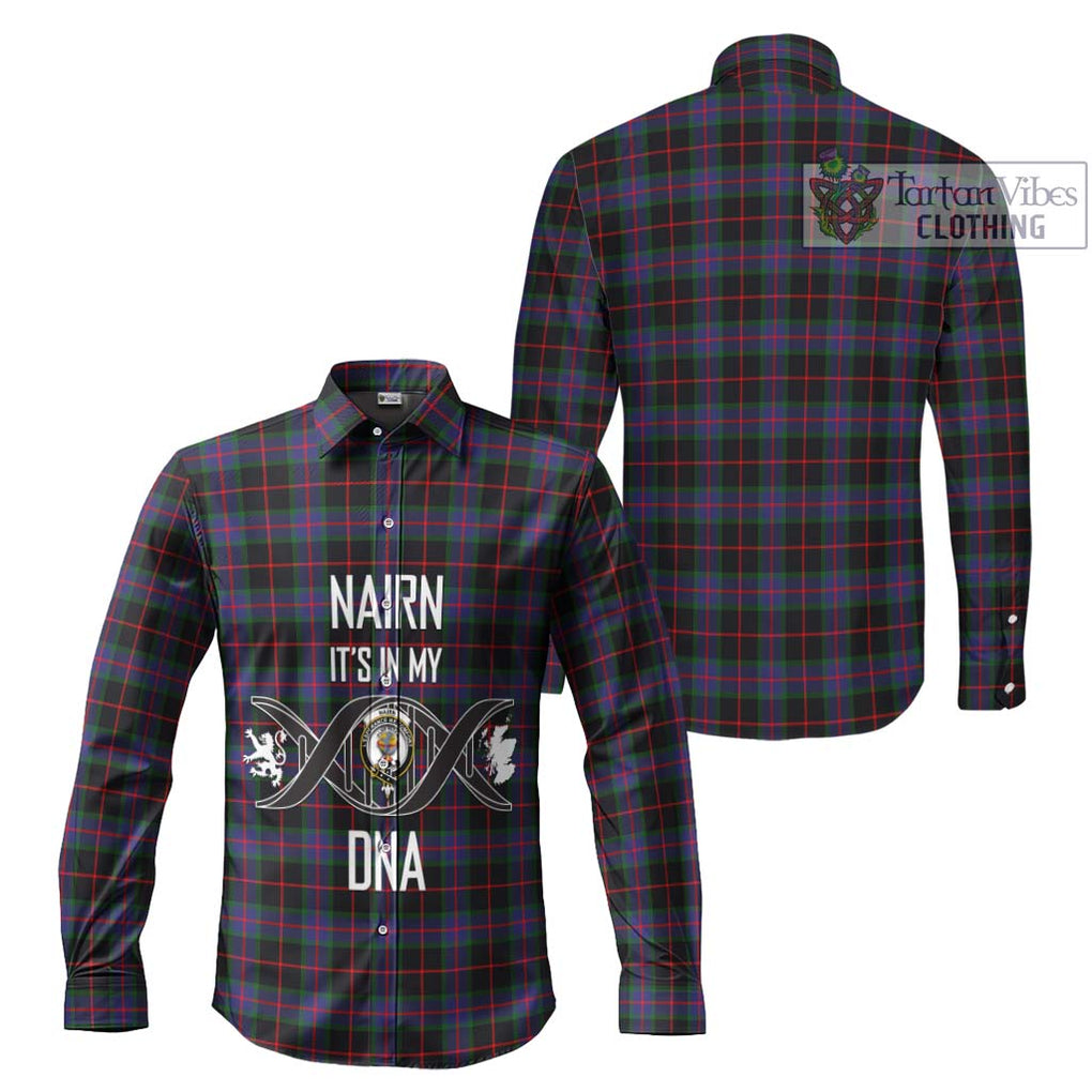 Nairn Tartan Long Sleeve Button Shirt with Family Crest DNA In Me Style Men's Shirt - Tartanvibesclothing Shop