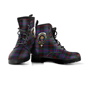 Nairn Tartan Leather Boots with Family Crest