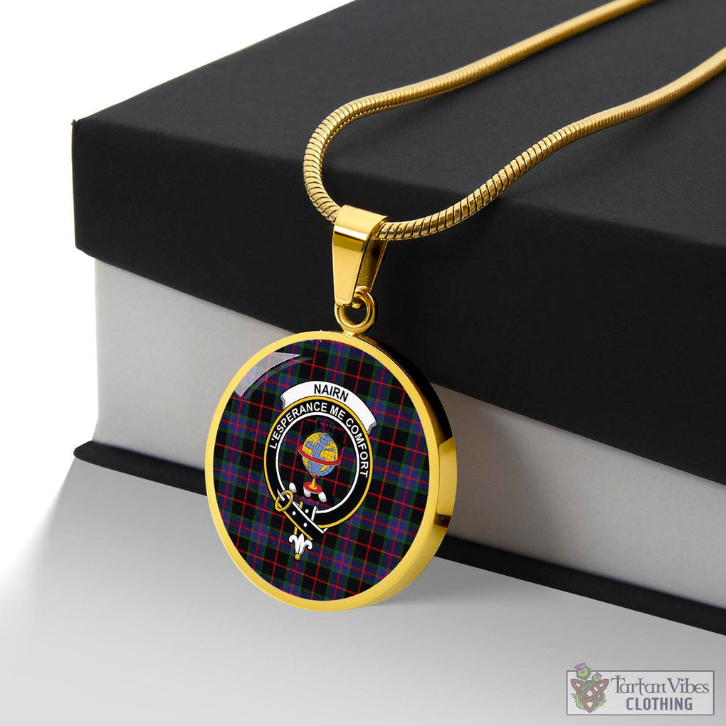 Tartan Vibes Clothing Nairn Tartan Circle Necklace with Family Crest