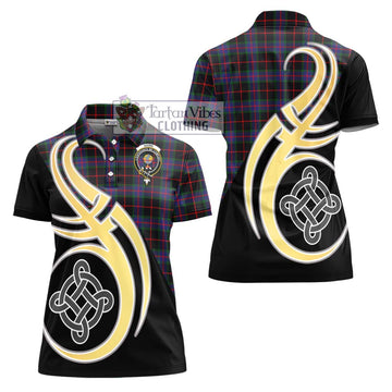 Nairn Tartan Women's Polo Shirt with Family Crest and Celtic Symbol Style