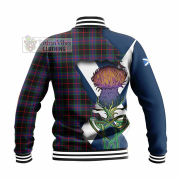 Nairn Tartan Family Crest Baseball Jacket Scottish Thistle Celtic Inspired - Tartan Vibes Clothing