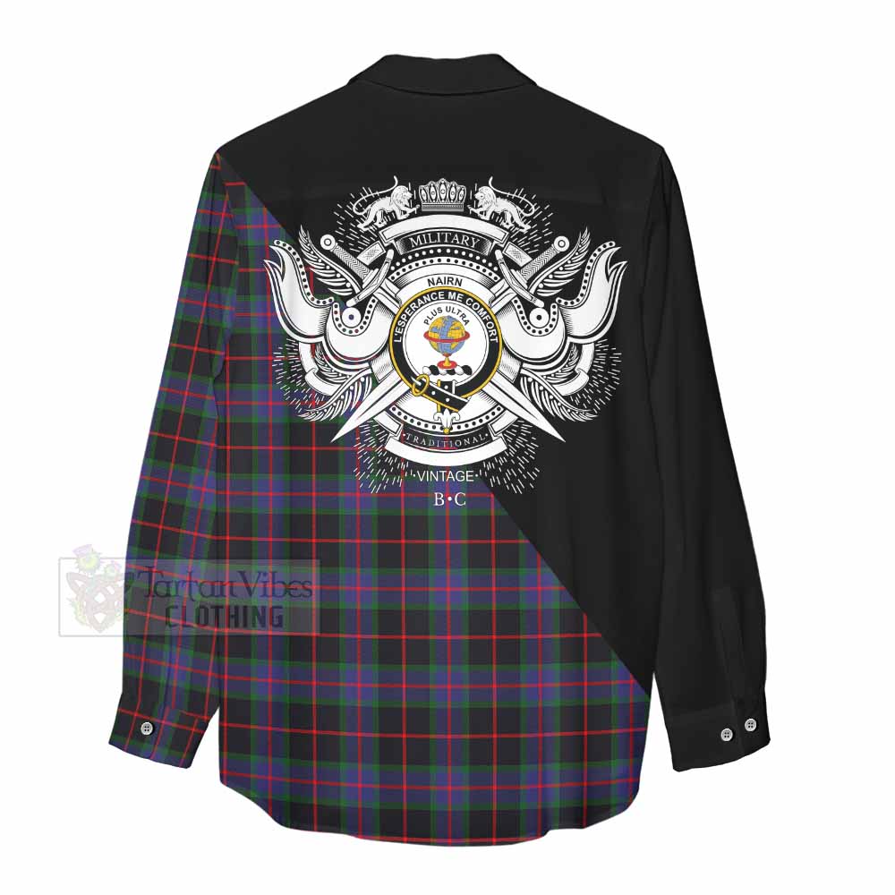 Tartan Vibes Clothing Nairn Tartan Women's Casual Shirt with Family Crest and Military Logo Style