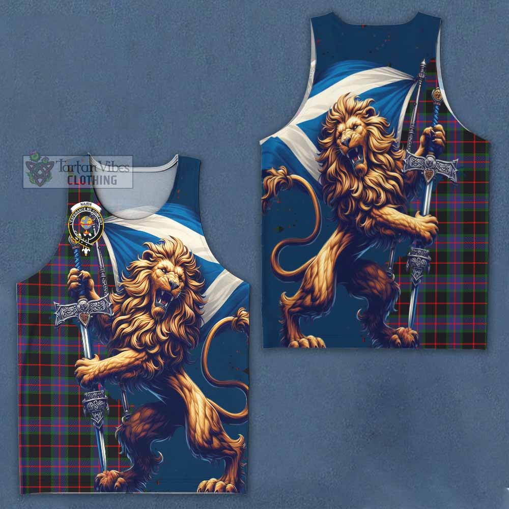 Tartan Vibes Clothing Nairn Tartan Family Crest Men's Tank Top with Scottish Majestic Lion