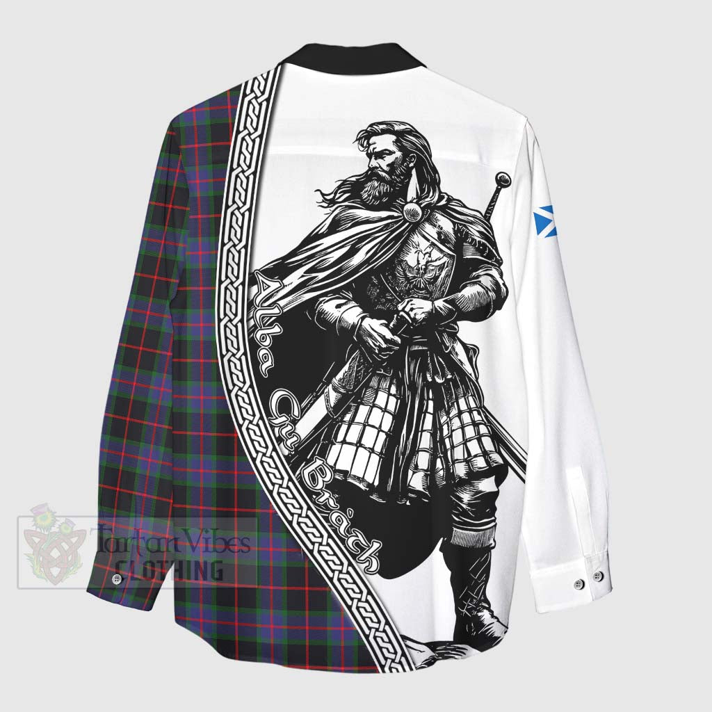 Tartan Vibes Clothing Nairn Tartan Clan Crest Women's Casual Shirt with Highlander Warrior Celtic Style