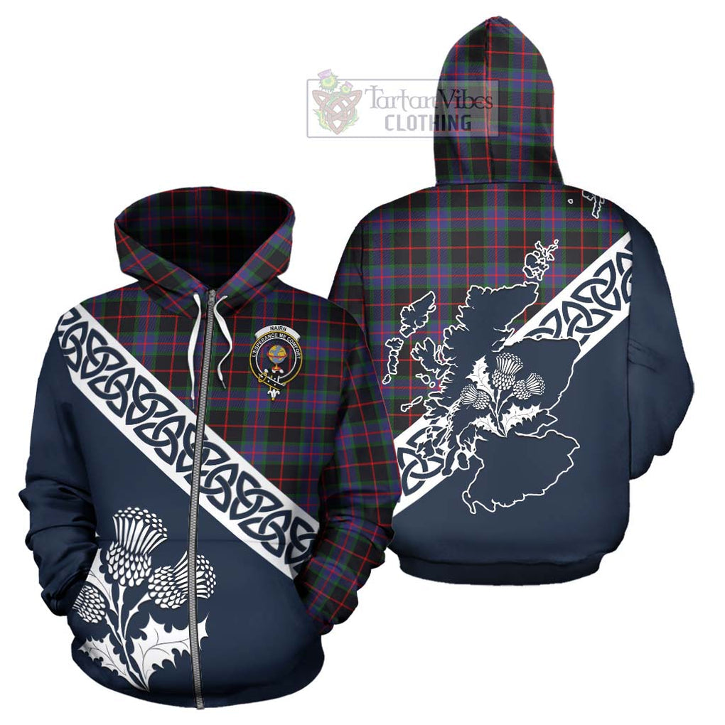 Tartan Vibes Clothing Nairn Tartan Hoodie Featuring Thistle and Scotland Map