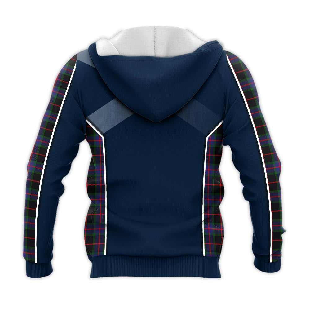 Tartan Vibes Clothing Nairn Tartan Knitted Hoodie with Family Crest and Scottish Thistle Vibes Sport Style