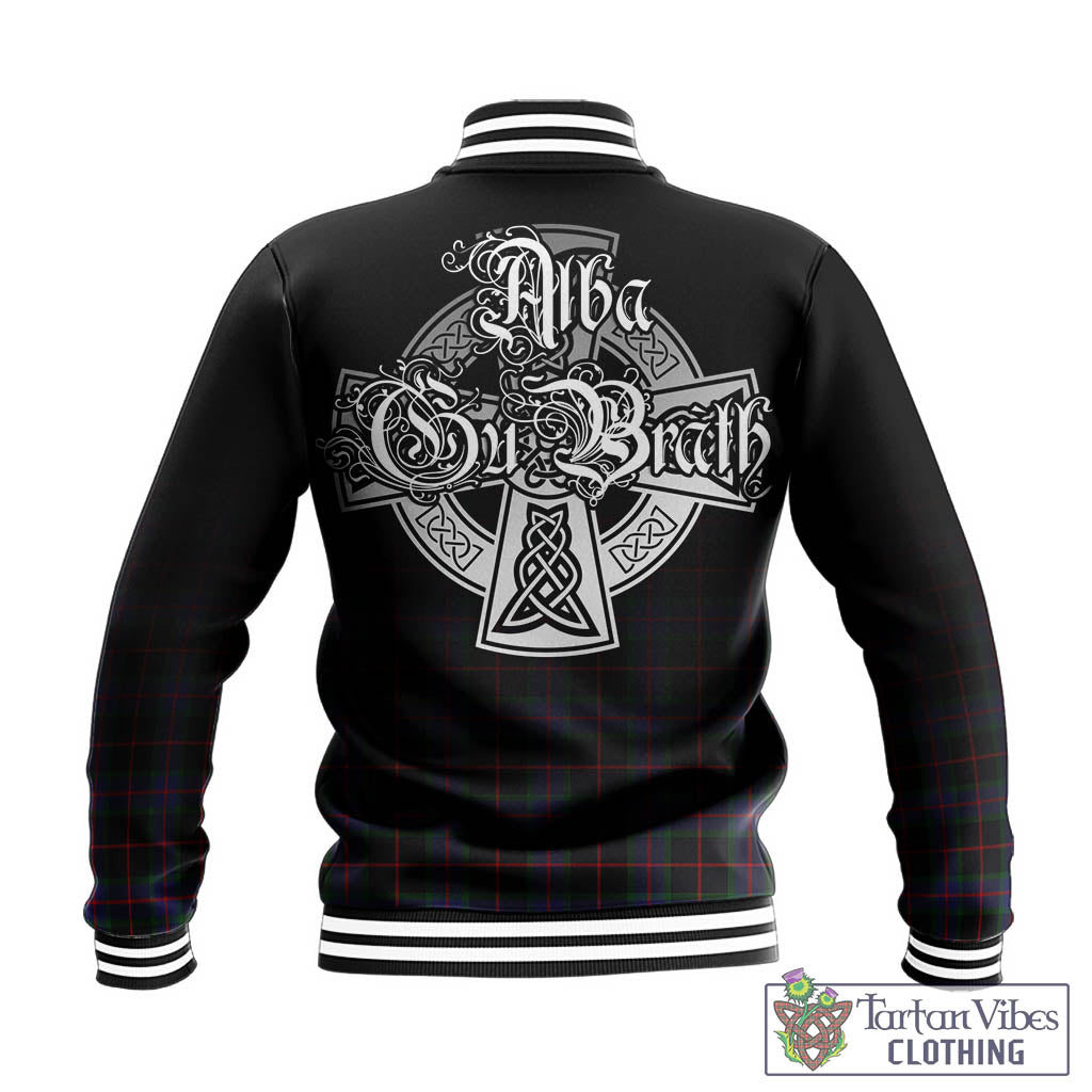 Tartan Vibes Clothing Nairn Tartan Baseball Jacket Featuring Alba Gu Brath Family Crest Celtic Inspired