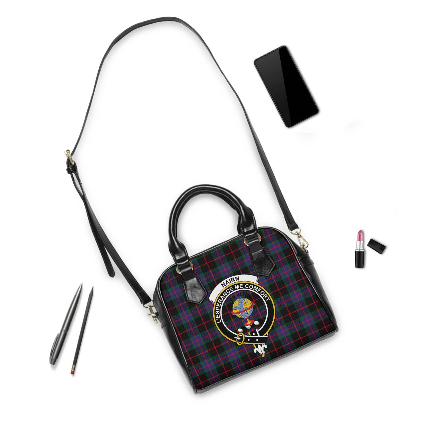 Nairn Tartan Shoulder Handbags with Family Crest - Tartanvibesclothing