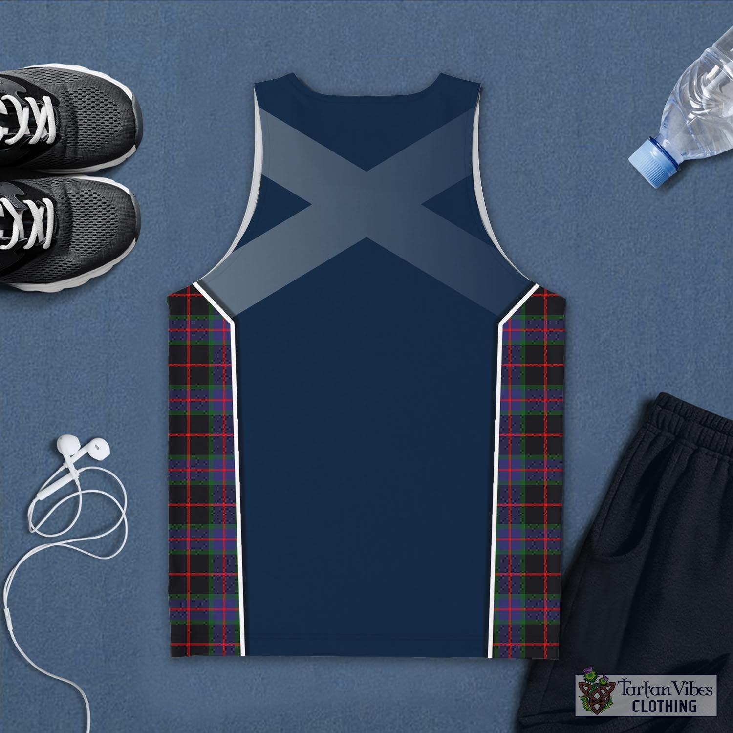 Tartan Vibes Clothing Nairn Tartan Men's Tanks Top with Family Crest and Scottish Thistle Vibes Sport Style