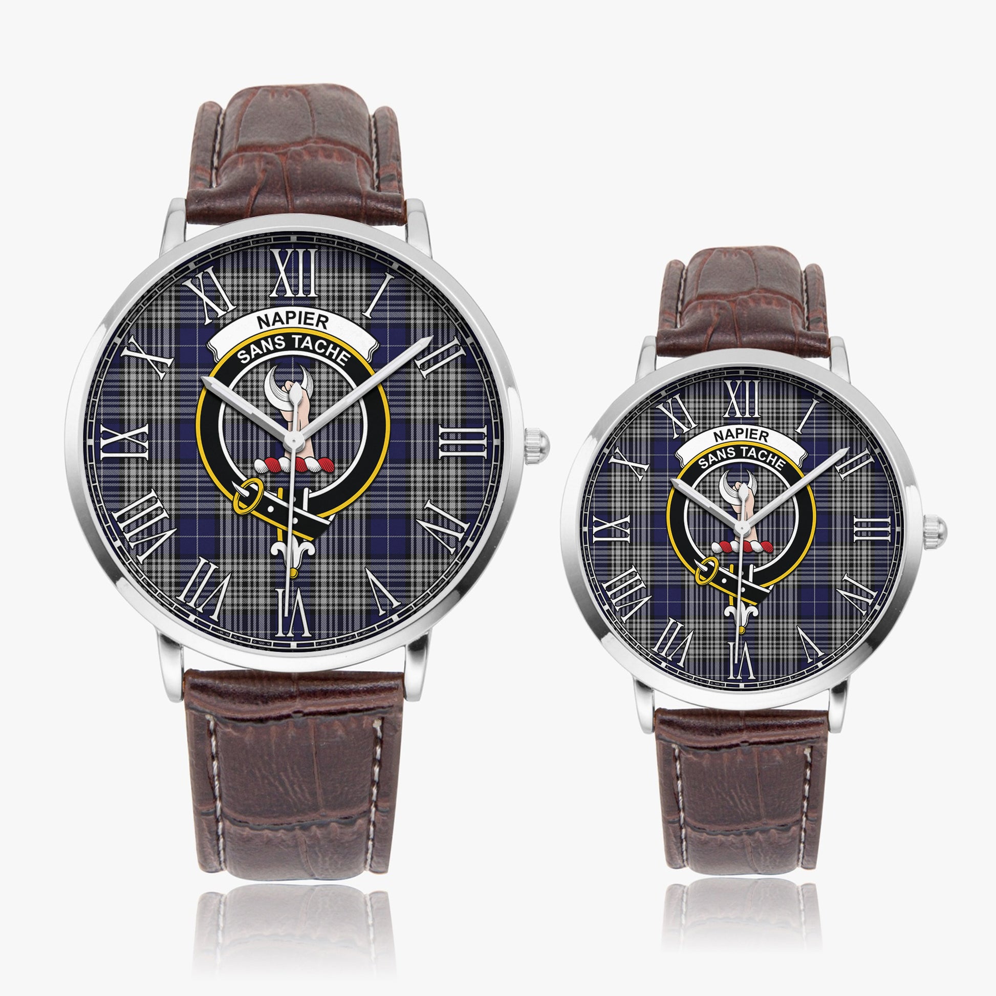 Napier Tartan Family Crest Leather Strap Quartz Watch - Tartanvibesclothing