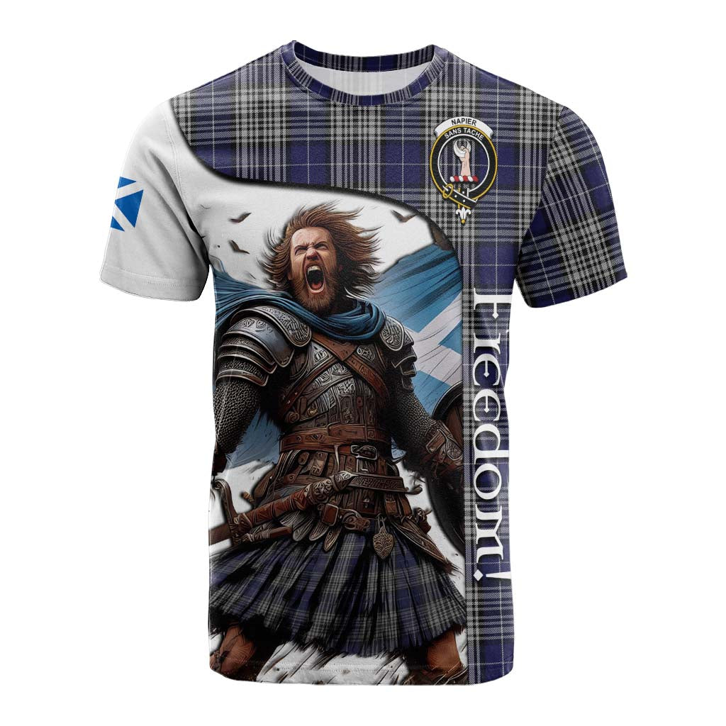 Tartan Vibes Clothing Napier Crest Tartan Cotton T-shirt Inspired by the Freedom of Scottish Warrior