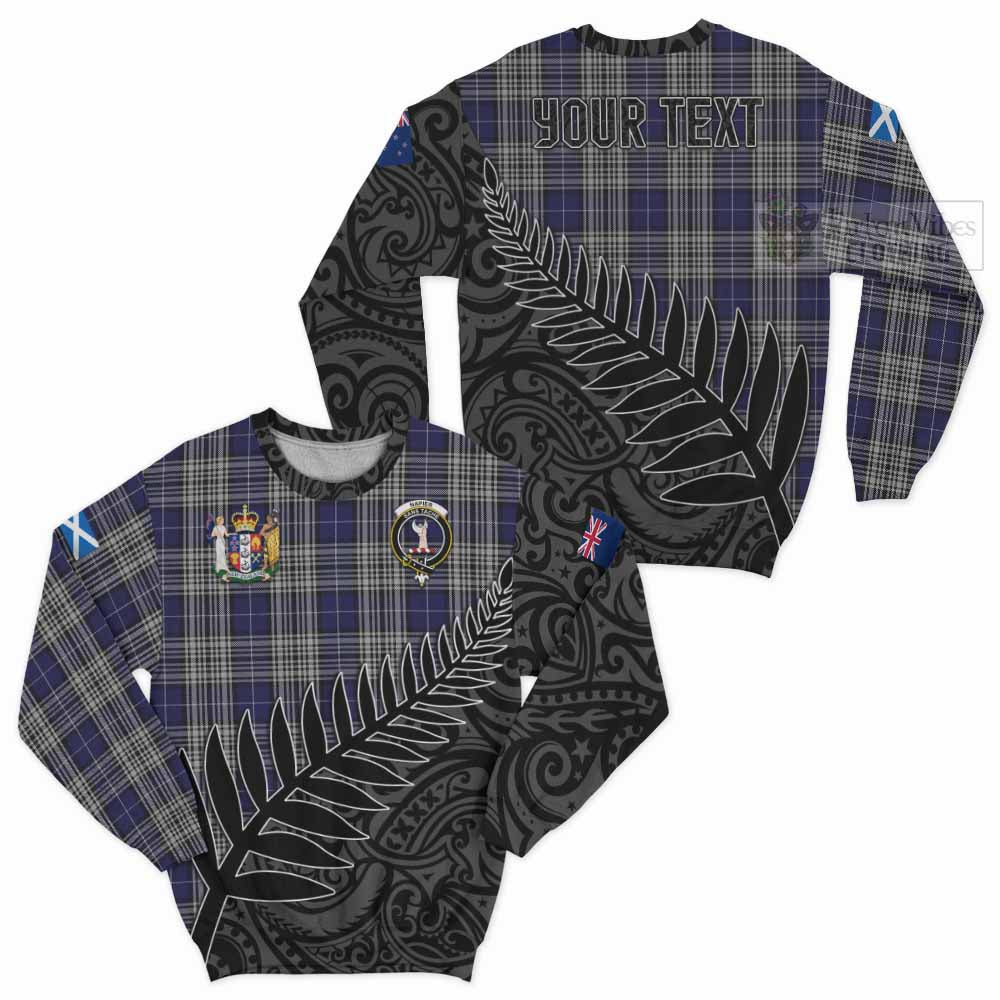 Tartan Vibes Clothing Napier Crest Tartan Sweatshirt with New Zealand Silver Fern Half Style