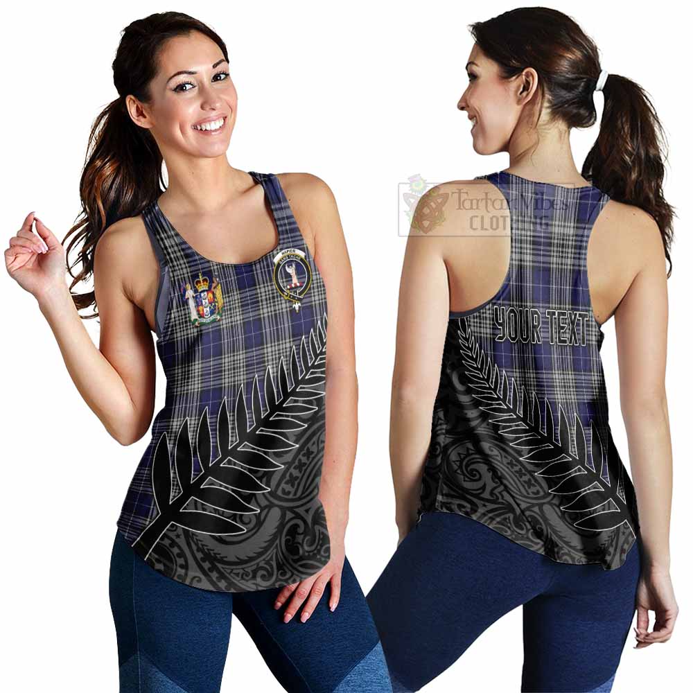 Tartan Vibes Clothing Napier Crest Tartan Women's Racerback Tanks with New Zealand Silver Fern Half Style