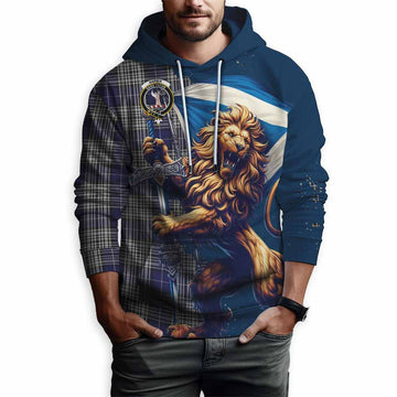 Napier Tartan Family Crest Hoodie with Scottish Majestic Lion