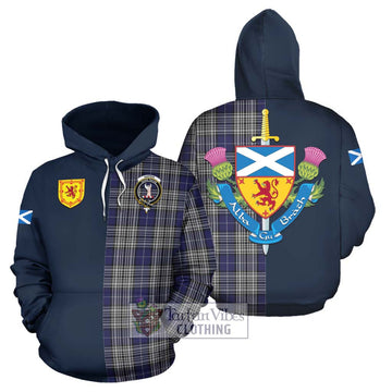 Napier Tartan Hoodie Alba with Scottish Lion Royal Arm Half Style