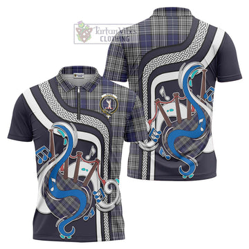 Napier Tartan Zipper Polo Shirt with Epic Bagpipe Style