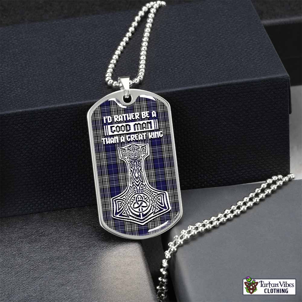 Tartan Vibes Clothing Napier Tartan Dog Tag Necklace Viking Mjolnir Style