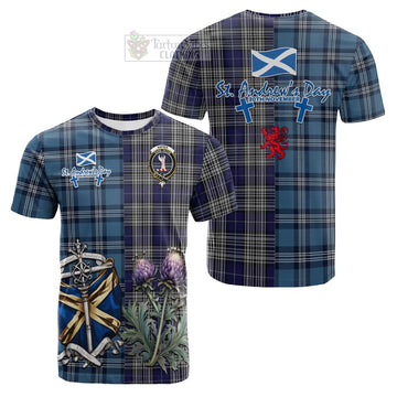 Napier Tartan Cotton T-shirt Happy St. Andrew's Day Half Tartan Style