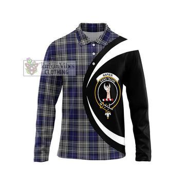 Napier Tartan Long Sleeve Polo Shirt with Family Crest Circle Style