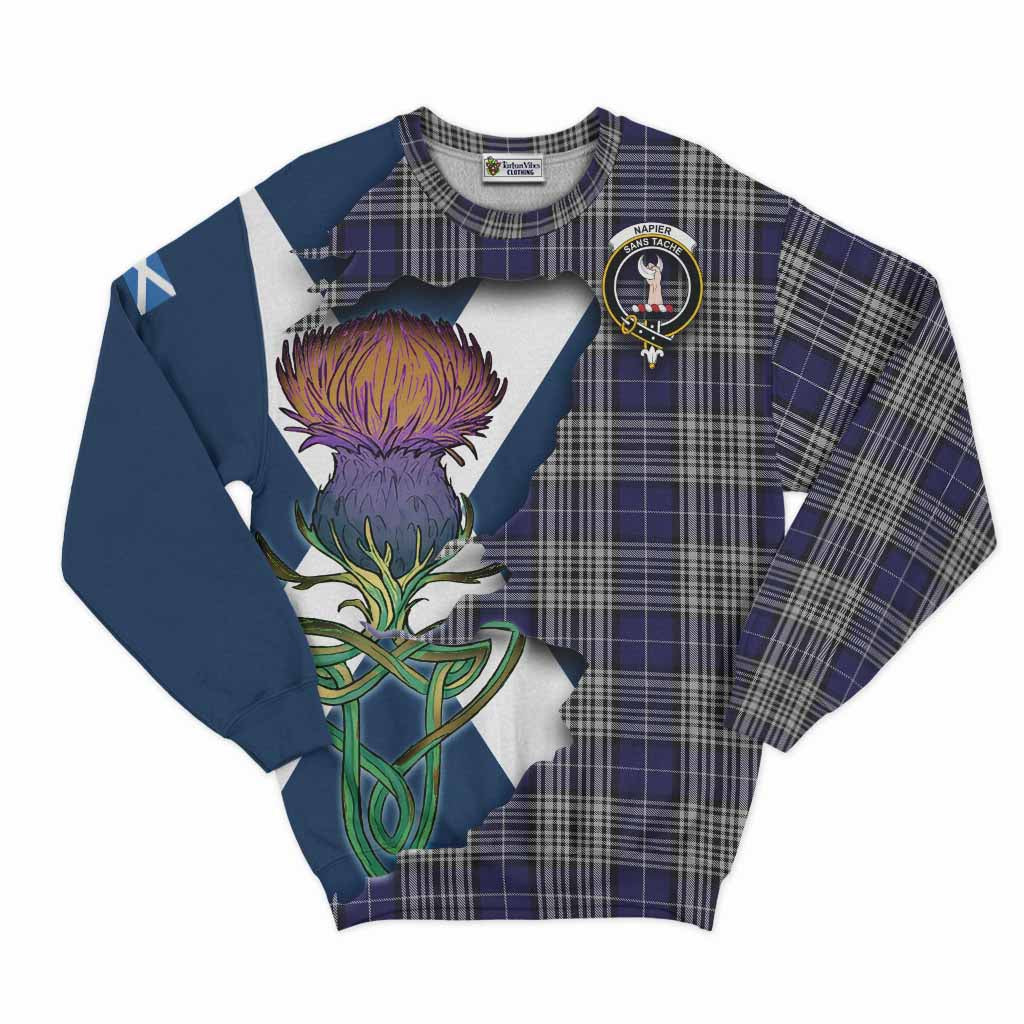 Napier Tartan Family Crest Sweatshirt Scottish Thistle Celtic Inspired Unisex - Tartan Vibes Clothing