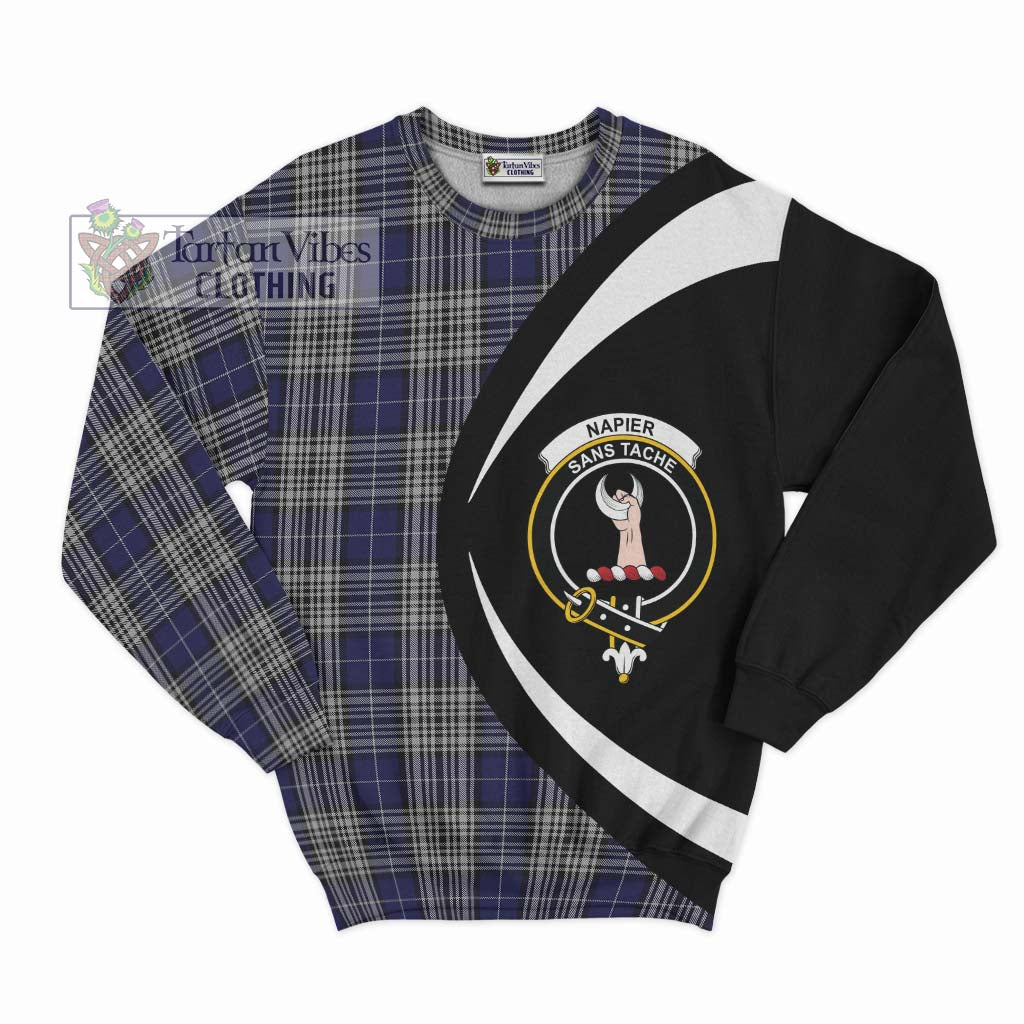 Napier Tartan Sweatshirt with Family Crest Circle Style Unisex - Tartan Vibes Clothing