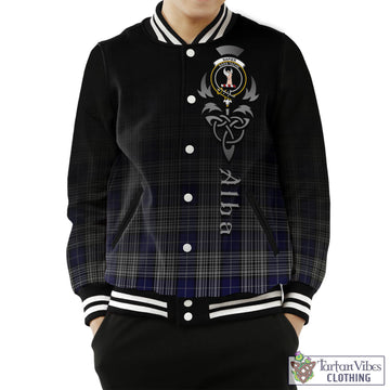 Napier Tartan Baseball Jacket Featuring Alba Gu Brath Family Crest Celtic Inspired