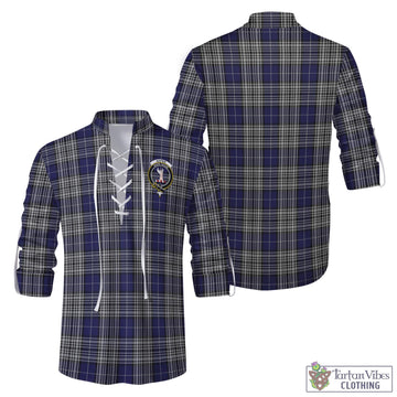 Napier Tartan Men's Scottish Traditional Jacobite Ghillie Kilt Shirt with Family Crest