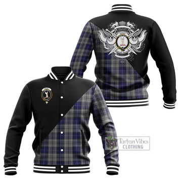 Napier Tartan Baseball Jacket with Family Crest and Military Logo Style