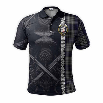 Napier Tartan Polo Shirt with Family Crest Cross Sword Thistle Celtic Vibes