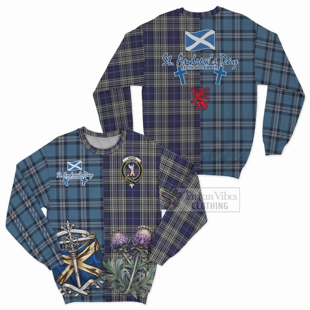 Tartan Vibes Clothing Napier Tartan Sweatshirt Happy St. Andrew's Day Half Tartan Style