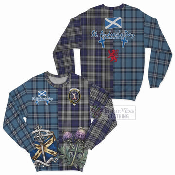 Napier Tartan Sweatshirt Happy St. Andrew's Day Half Tartan Style