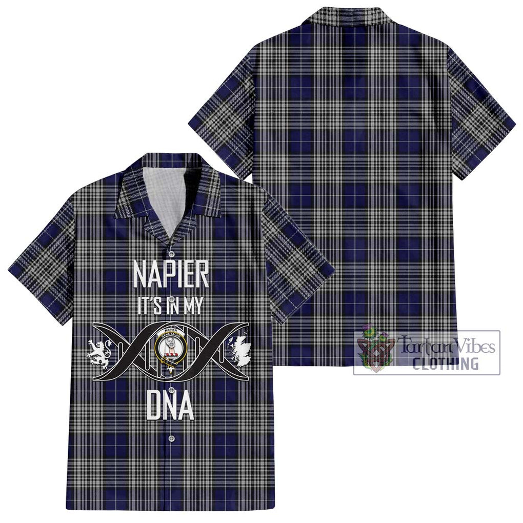 Napier Tartan Short Sleeve Button Shirt with Family Crest DNA In Me Style Kid - Tartanvibesclothing Shop