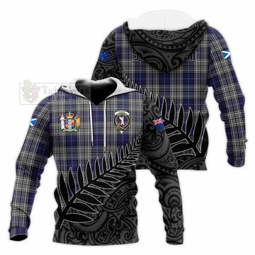 Napier Crest Tartan Knitted Hoodie with New Zealand Silver Fern Half Style