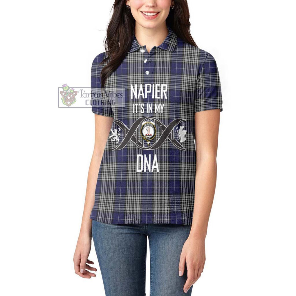 Napier Tartan Women's Polo Shirt with Family Crest DNA In Me Style Women - Tartanvibesclothing Shop