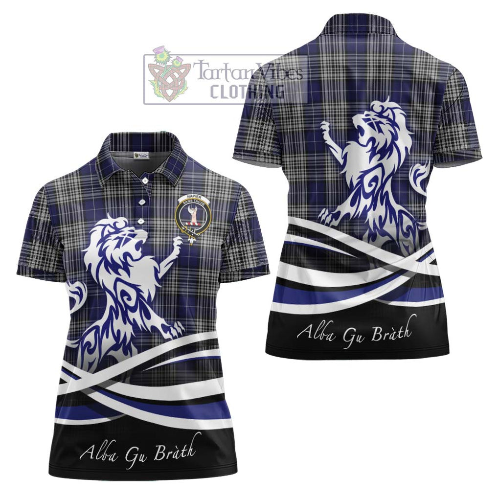 Napier Tartan Women's Polo Shirt with Alba Gu Brath Regal Lion Emblem Women - Tartanvibesclothing Shop