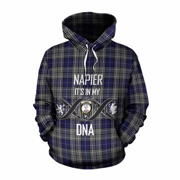 Napier Tartan Cotton Hoodie with Family Crest DNA In Me Style