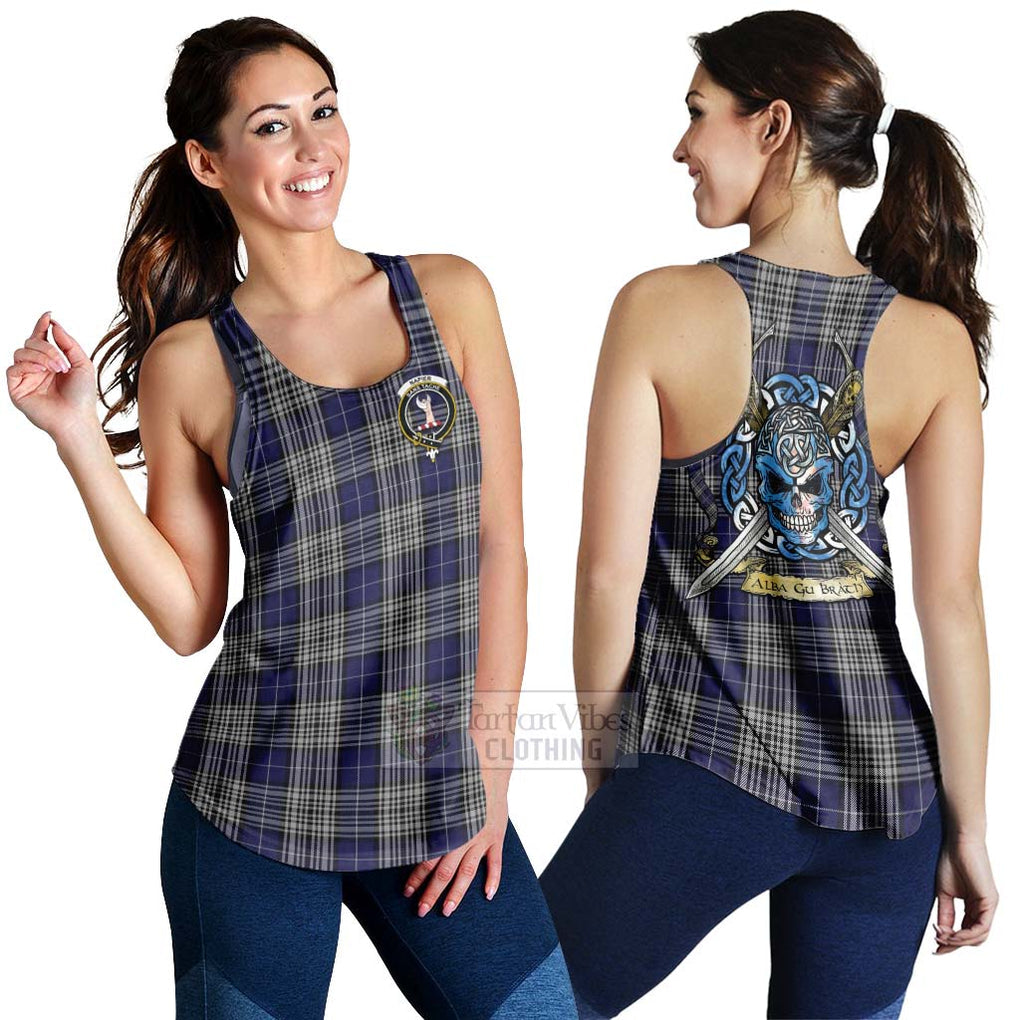 Tartan Vibes Clothing Napier Tartan Women's Racerback Tanks with Family Crest Celtic Skull Style