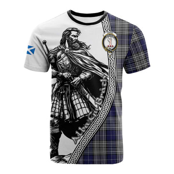 Napier Tartan Clan Crest Cotton T-shirt with Highlander Warrior Celtic Style