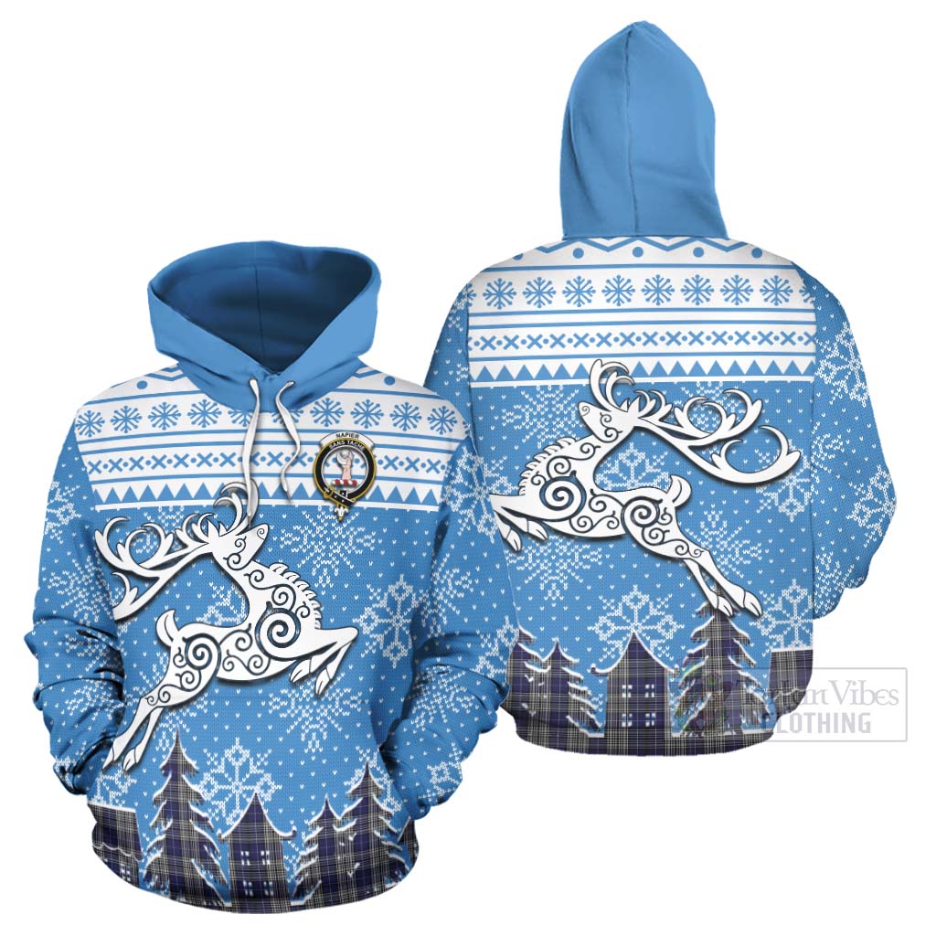 Tartan Vibes Clothing Napier Clan Christmas Hoodie Celtic Reindeer Style