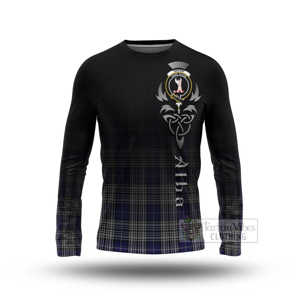 Tartan Vibes Clothing Napier Tartan Long Sleeve T-Shirt Featuring Alba Gu Brath Family Crest Celtic Inspired