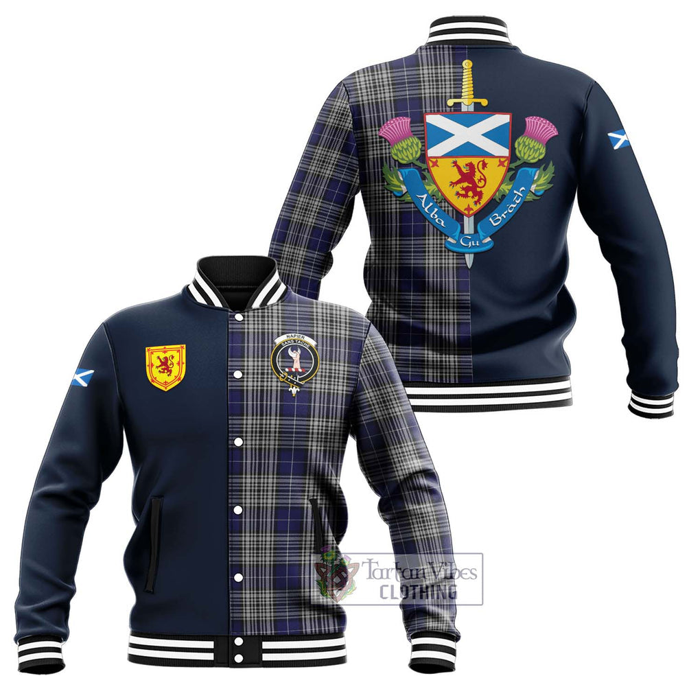 Napier Tartan Baseball Jacket Alba with Scottish Lion Royal Arm Half Style Unisex - Tartan Vibes Clothing