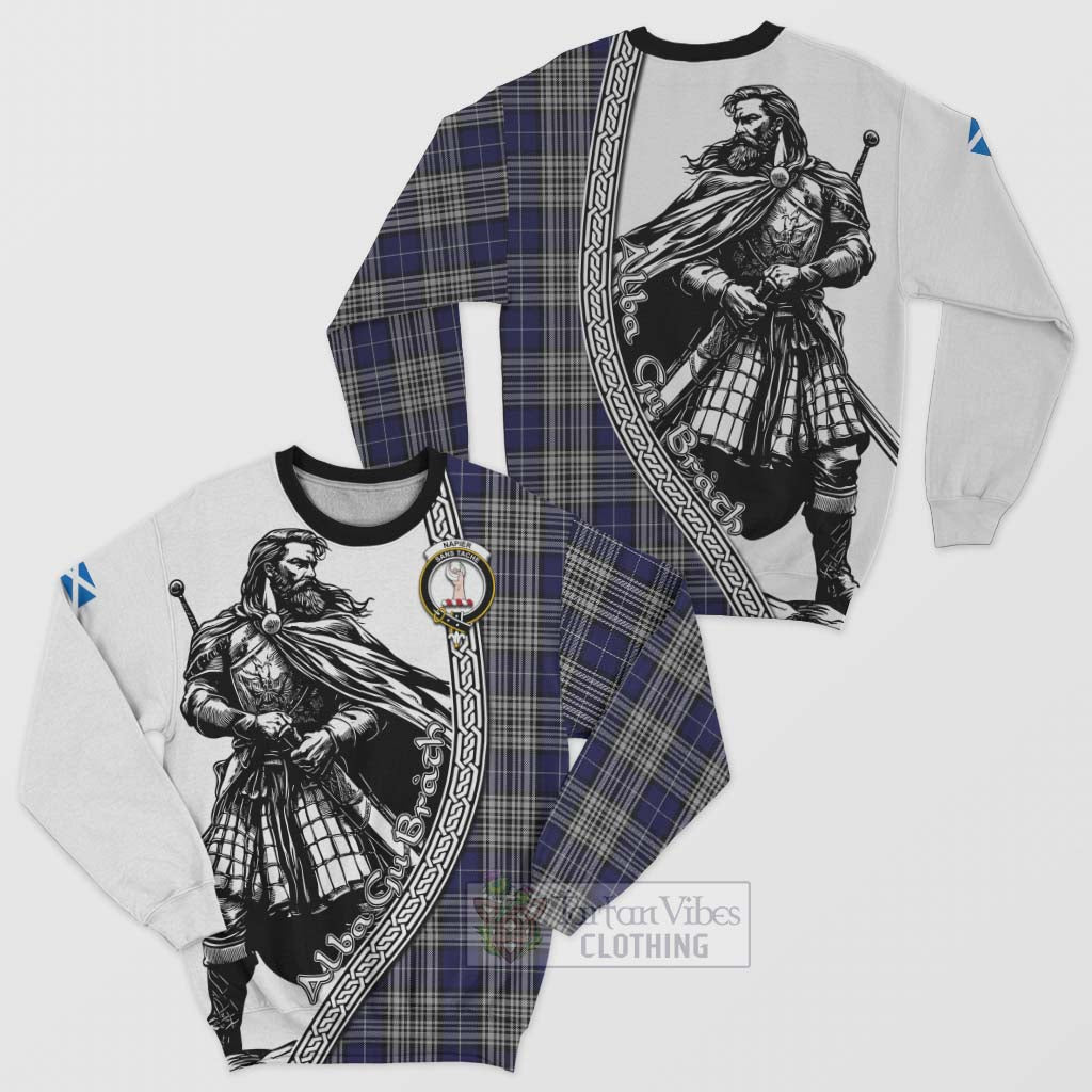 Tartan Vibes Clothing Napier Tartan Clan Crest Sweatshirt with Highlander Warrior Celtic Style