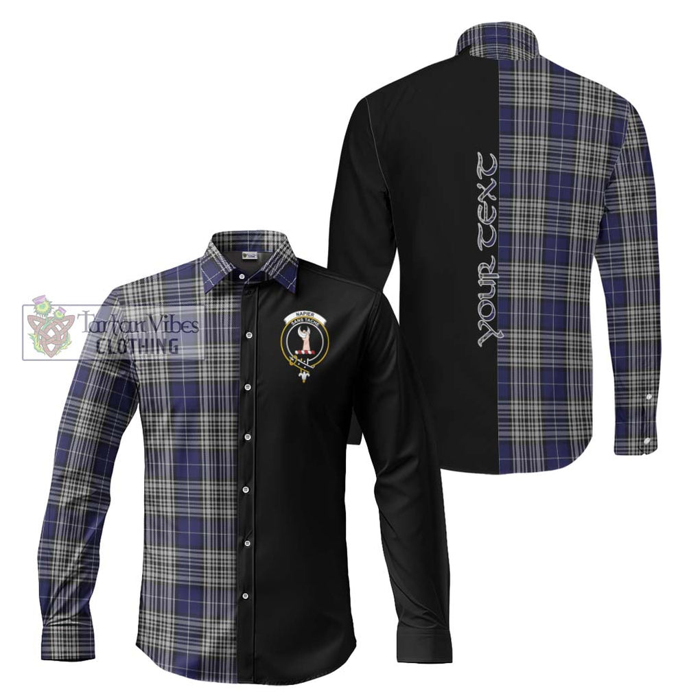 Napier Tartan Long Sleeve Button Shirt with Family Crest and Half Of Me Style Men's Shirt S - Tartanvibesclothing Shop