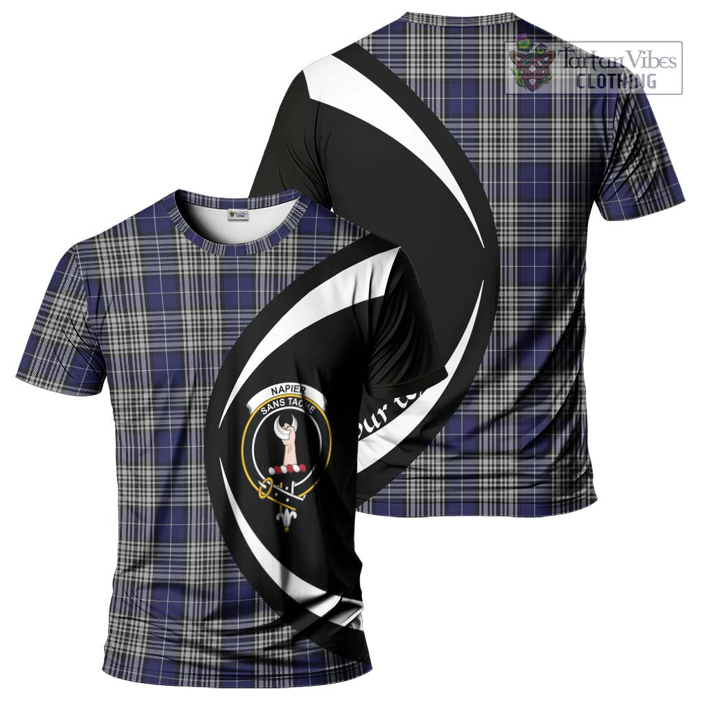 Tartan Vibes Clothing Napier Tartan T-Shirt with Family Crest Circle Style